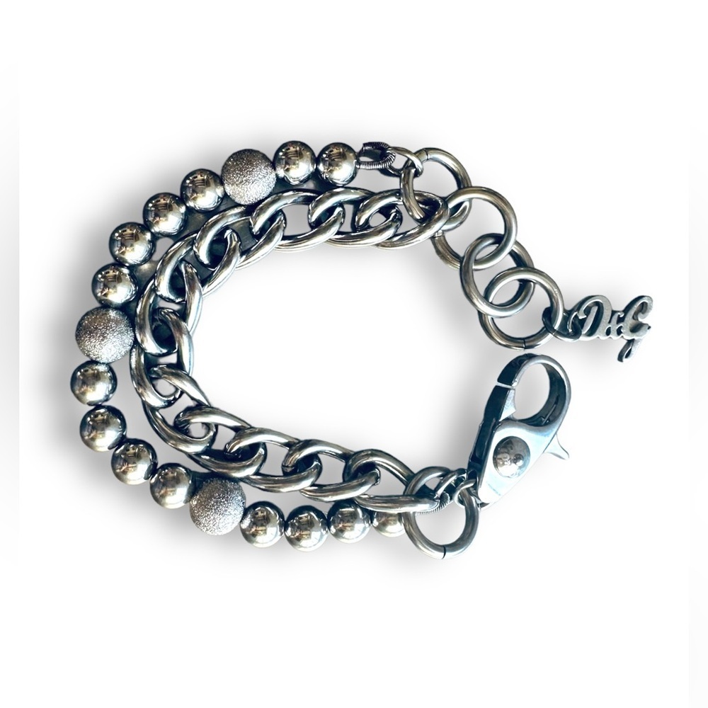 Dolce & Gabbana D&G authentic Vtg. double-strand silver steel Baroque Bracelet